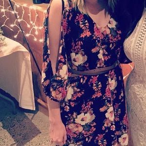 Lulus Shifting Dears Navy Blue Floral Print Dress